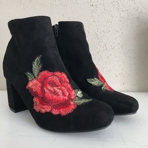 Black Floral Booties